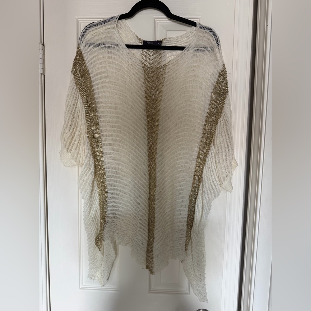 Lily Cream and Gold Knit Poncho